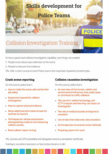 Collision investigation training for police and firs responders
